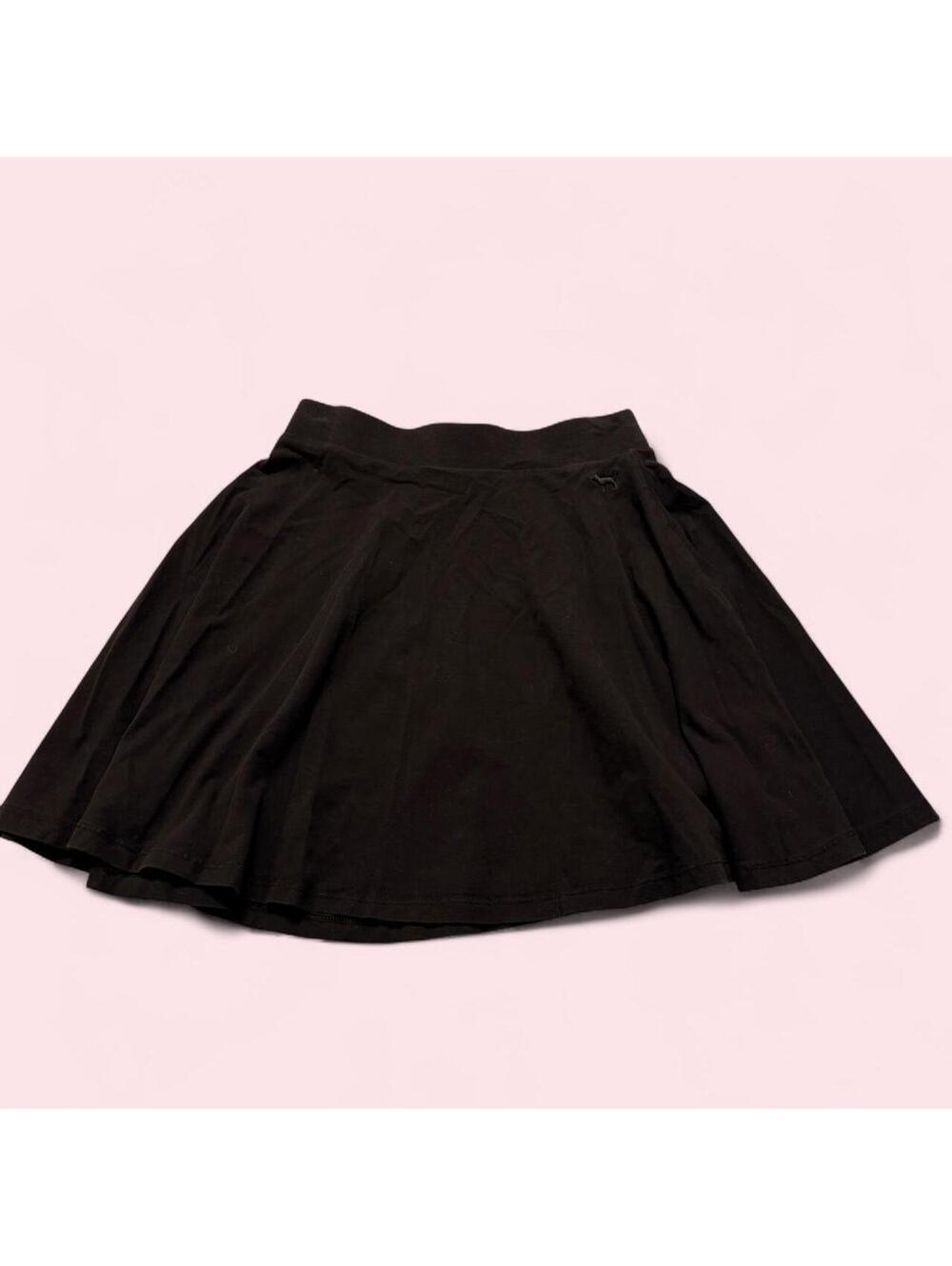 Victoria’s Secret Pink Black Mini Skirt with dog embroidery on corner size xs